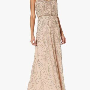 Adrianna Papell Women's Beaded Blouson Gown with Spaghetti Straps